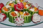italian finger food made with cucumbers with vegetable garnishes side view close-up